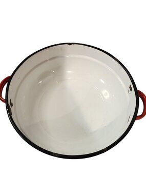 Vintage Poland Red MCM Enamel VGUC Midcentury